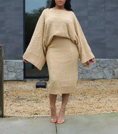 Beige Babe Sweater & Skirt Set